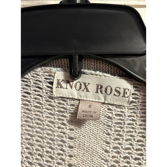 Knox Rose Gray Textured Knit Open Cardigan Neutral Shawl Collar Sweater Small - Picture 2 of 5